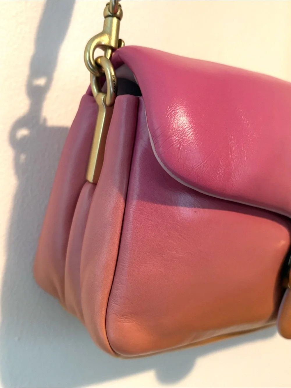 Coach Pillow Tabby 26 shoulder/crossbody bag in brass/petunia ombre